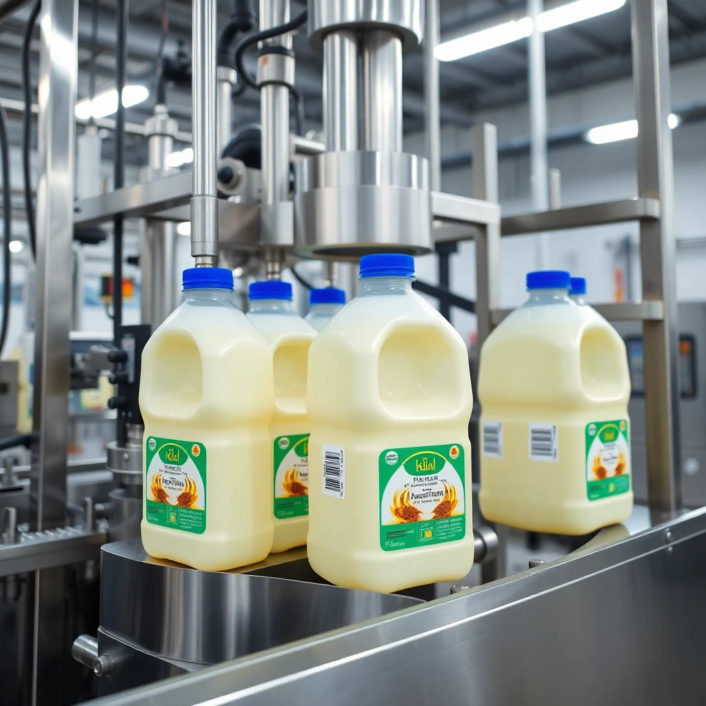 Edible oil bottle filling line scene for oil filling comparison